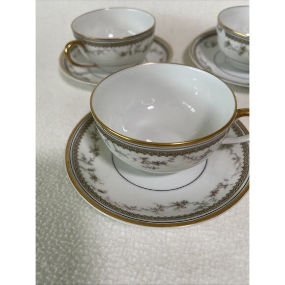 Haviland Limoges Tea-cup and saucer Set X6 One Cup Has Issue- See Pics. - Picture 2 of 11